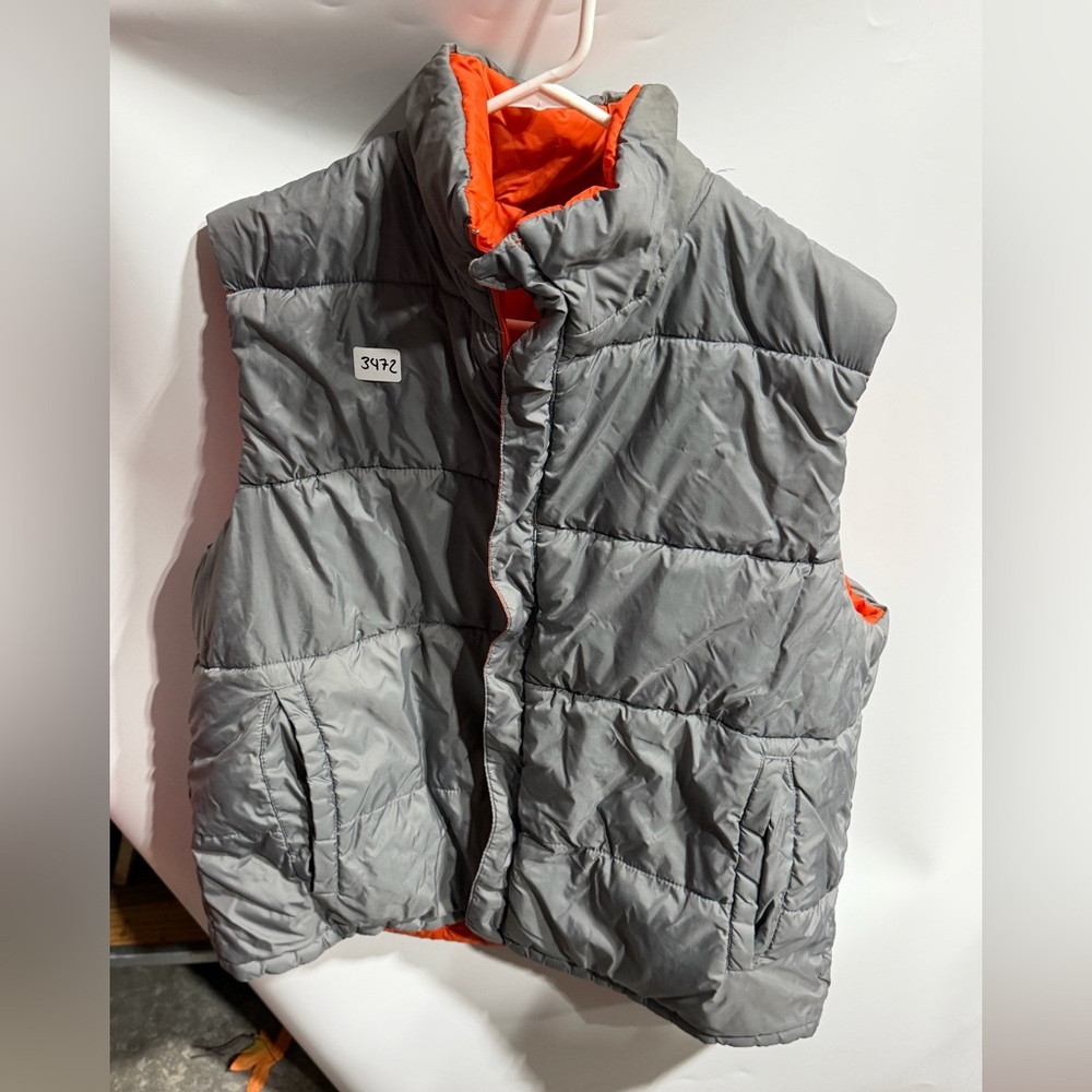 #3472-Athletic Works Gray Puffer Vest with Orange Lining